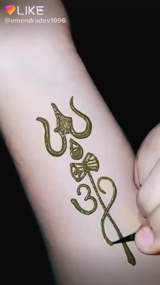 Top3 mahadev tattoo How to draw beautiful om and trishul tattoo on hand  by mehndi mehndicreations  YouTube