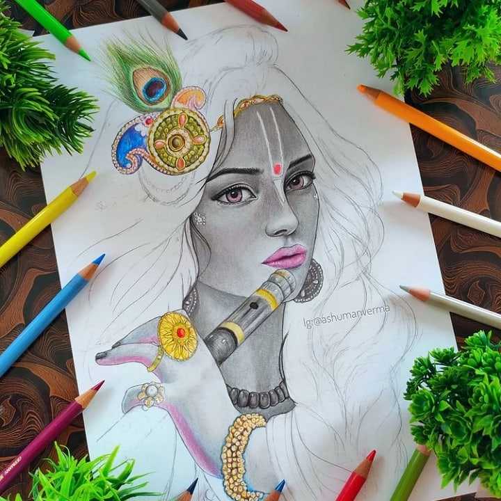 Painting Sketch The Krishna Art