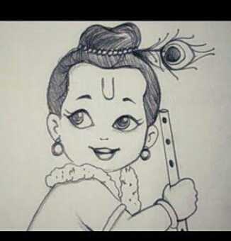 Baby Krishna Pencil Sketch | Happy Janmashtami – Meghnaunni.com