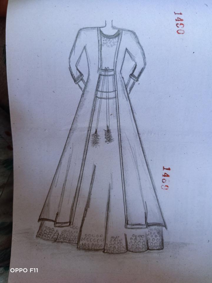 Illusion One Shoulder Sequined Custom-made Wedding Dress Sketch